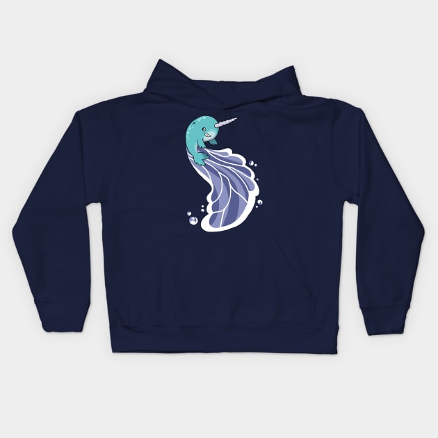 Narwhal Surf Kids Hoodie by goccart